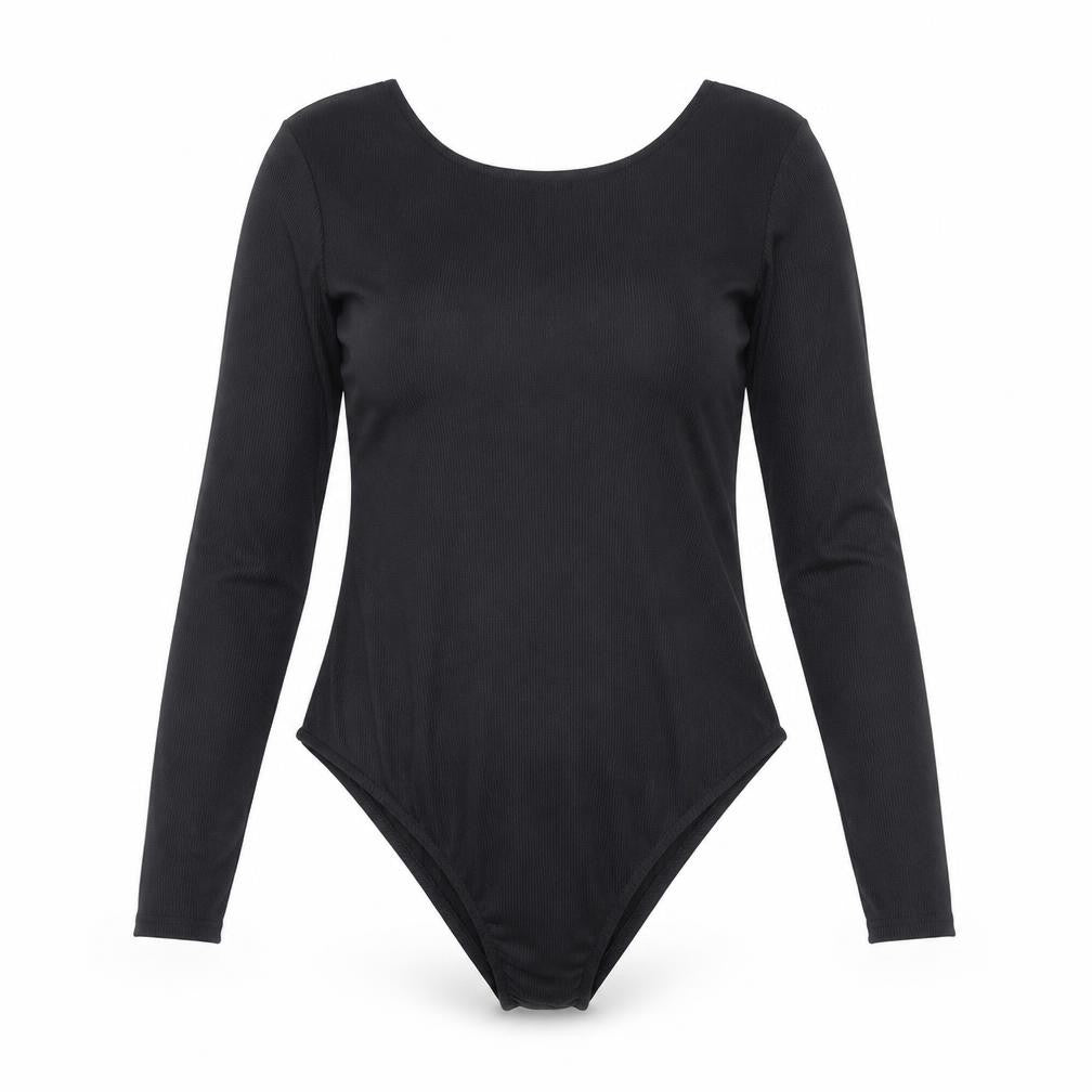 Missguided Womens Black Polyester Bodysuit One-Piece Size 14 Snap - Lace Up Back Detail