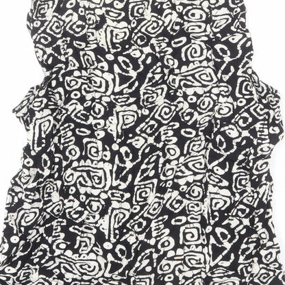 Dash Womens Black Geometric Viscose Basic Tank Size 12 Round Neck
