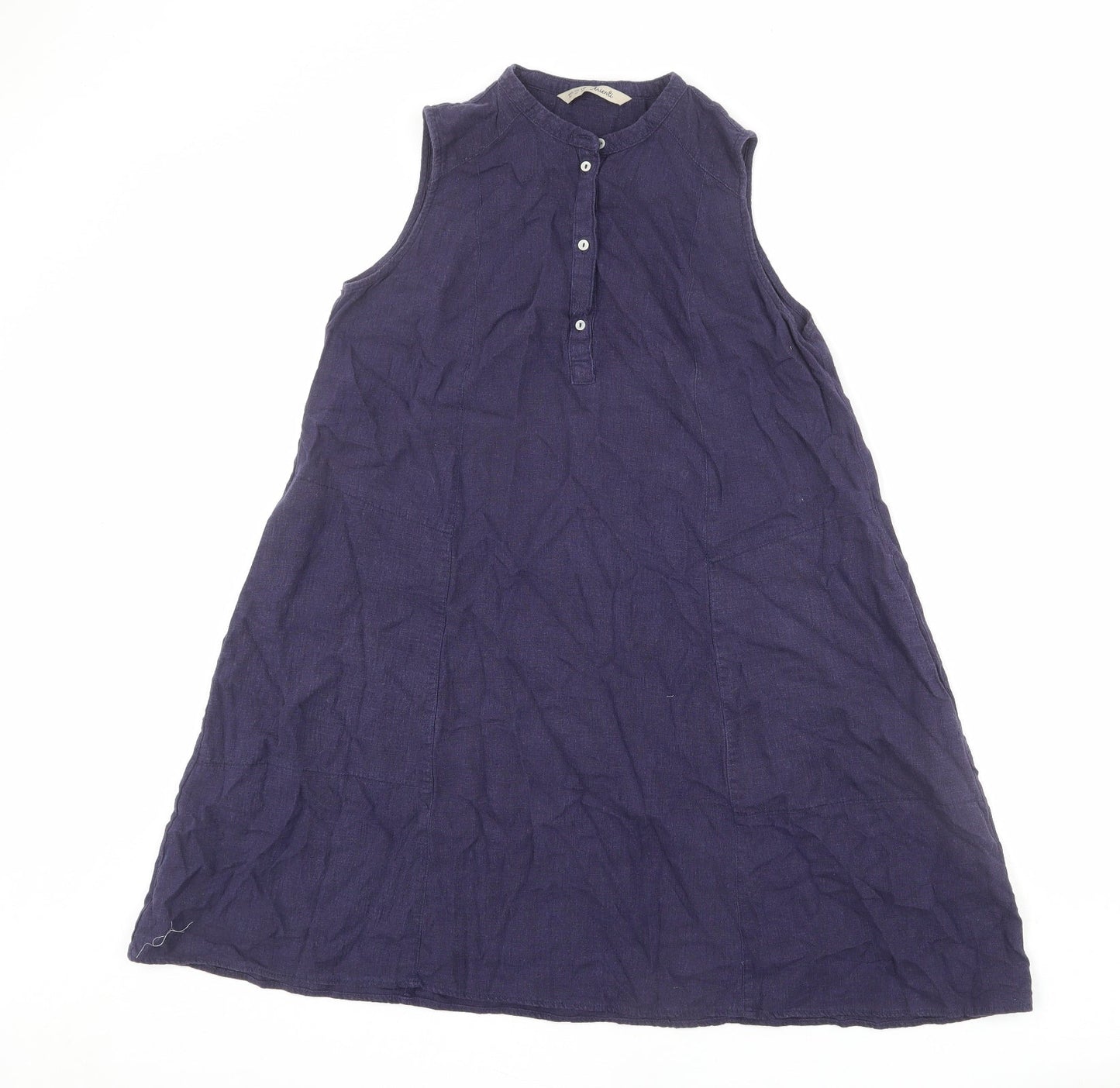 Arienti Womens Blue Polyester A-Line Size 12 V-Neck Button