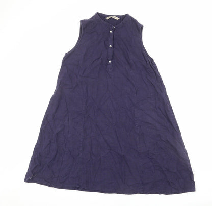 Arienti Womens Blue Polyester A-Line Size 12 V-Neck Button