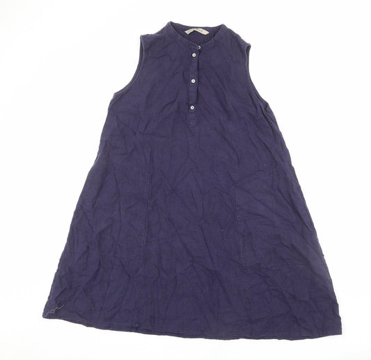 Arienti Womens Blue Polyester A-Line Size 12 V-Neck Button