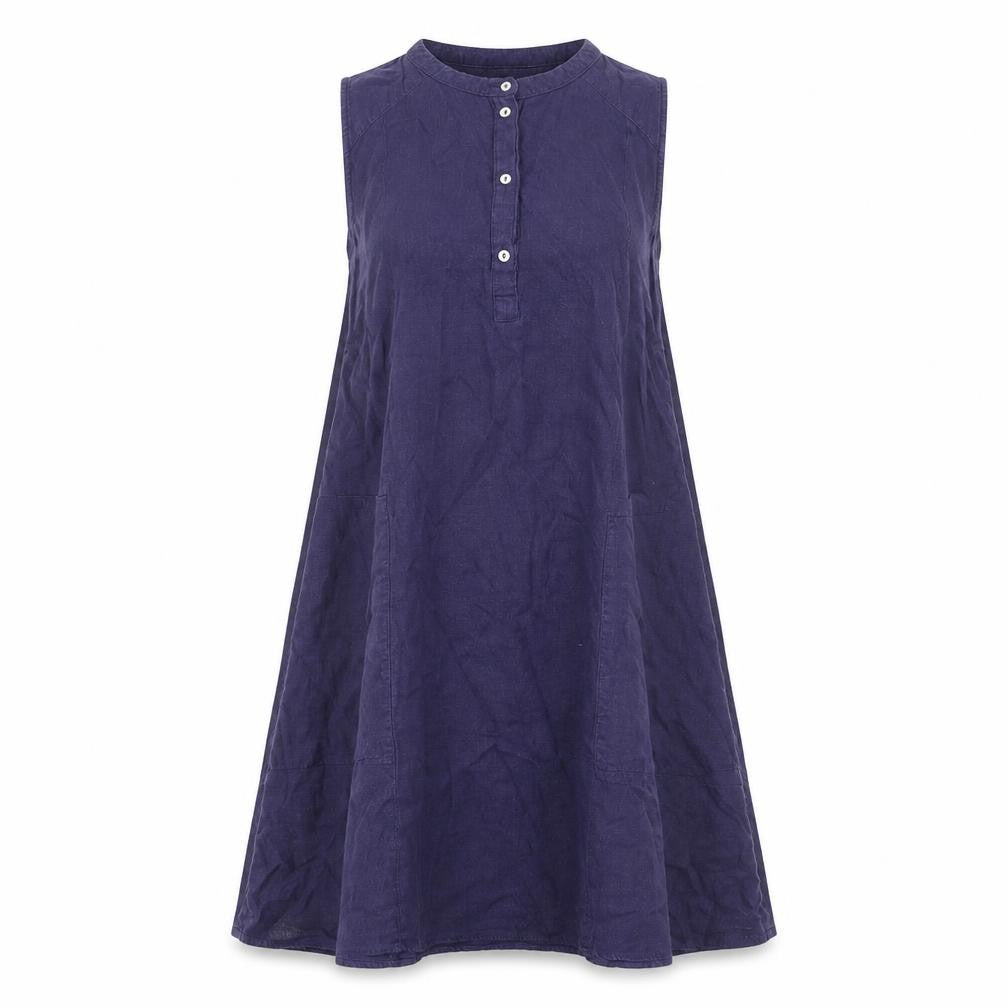 Arienti Womens Blue Polyester A-Line Size 12 V-Neck Button