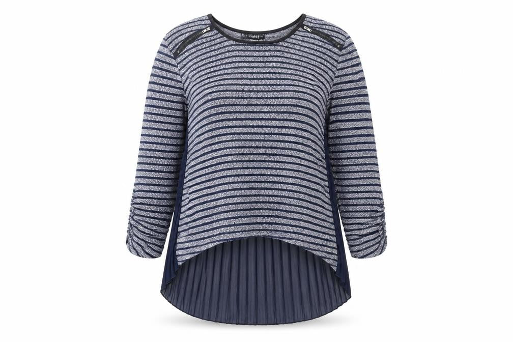 Quiz Womens Blue Round Neck Striped Polyester Pullover Jumper Size 12