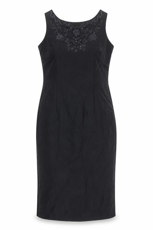 St Michael Womens Black Polyester Pencil Dress Size 16 Round Neck Zip - Floral
