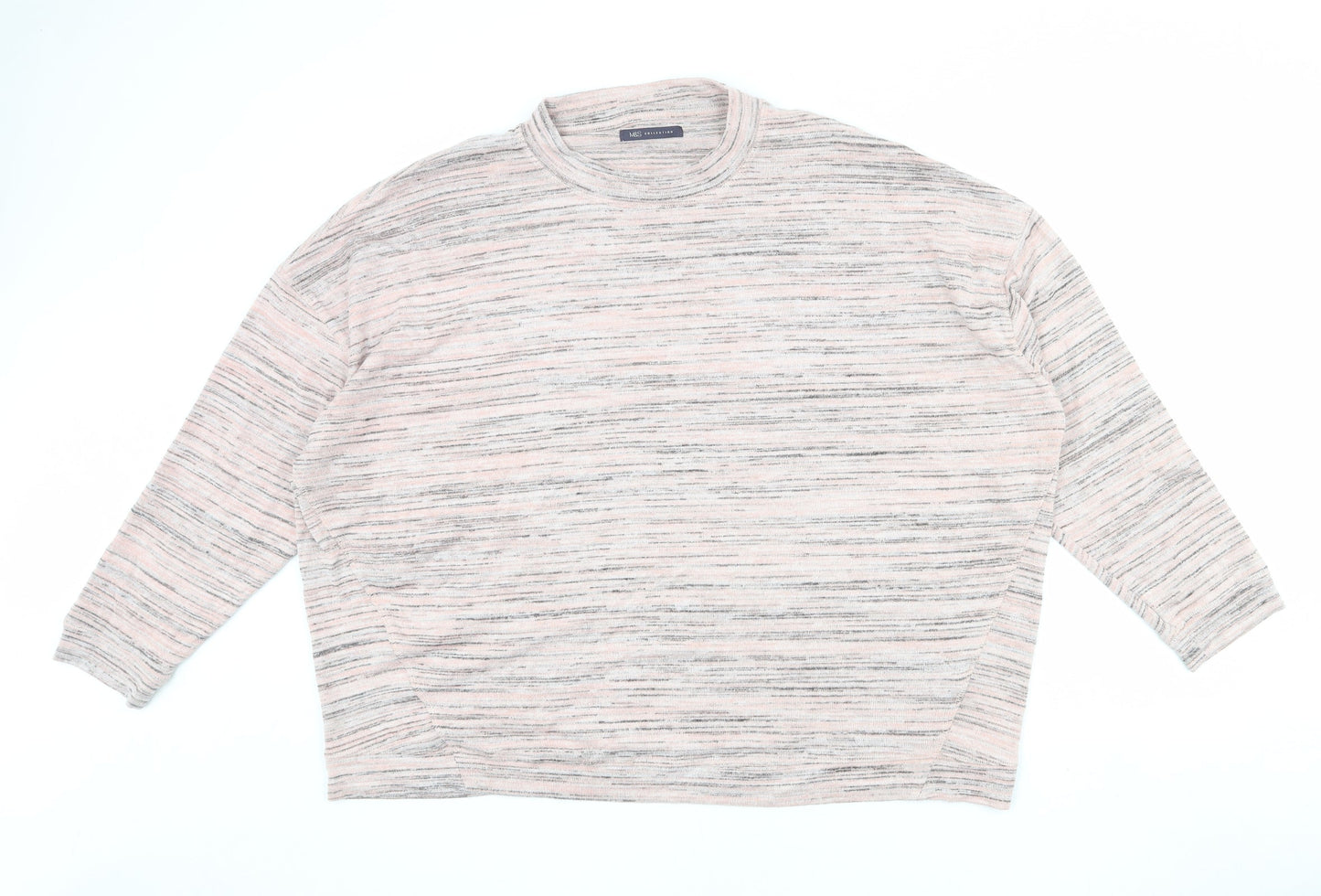 Marks and Spencer Womens Pink Crew Neck Polyester Pullover Jumper Size 24