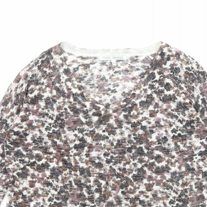 Next Womens Multicoloured V-Neck Geometric Acrylic Pullover Jumper Size 6