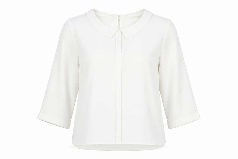 Phase Eight Womens Ivory Polyester Basic Blouse Size 16 Round Neck