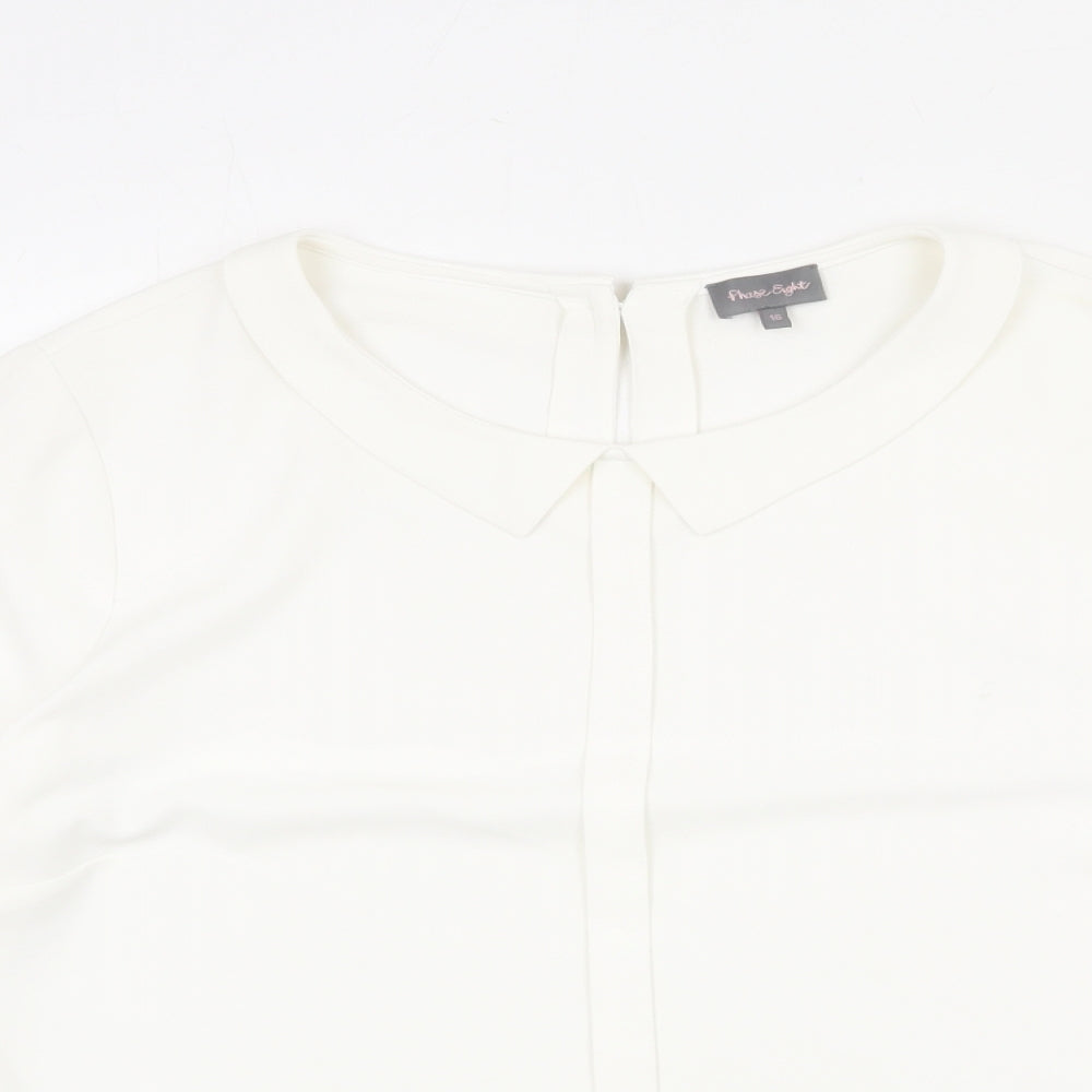 Phase Eight Womens Ivory Polyester Basic Blouse Size 16 Round Neck