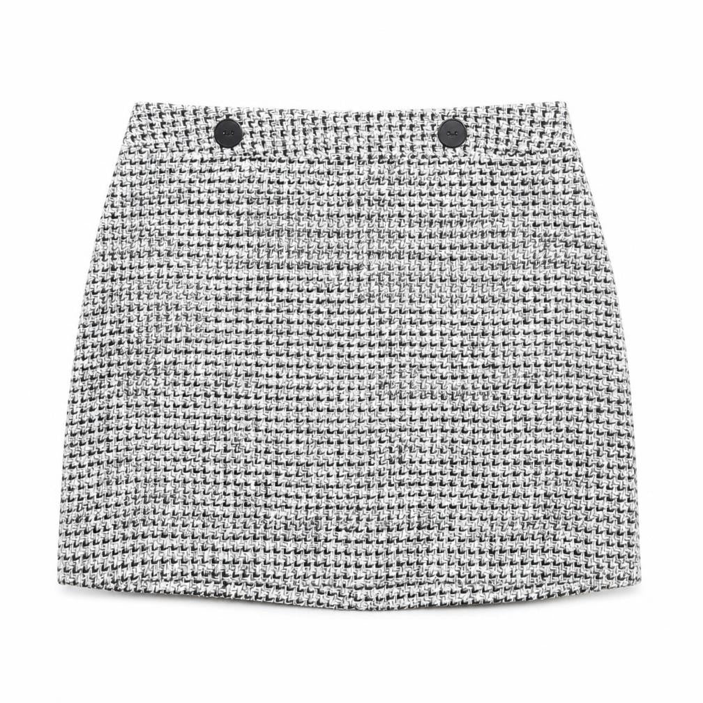 Miss Selfridge Womens Grey Geometric Polyester A-Line Skirt Size 12 Zip