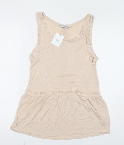 Next Womens Ivory Viscose Basic Tank Size 10 Round Neck