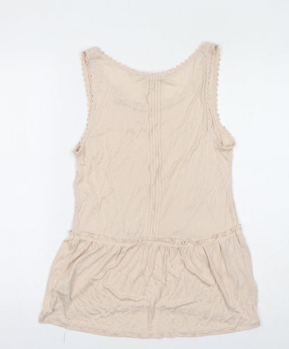 Next Womens Ivory Viscose Basic Tank Size 10 Round Neck