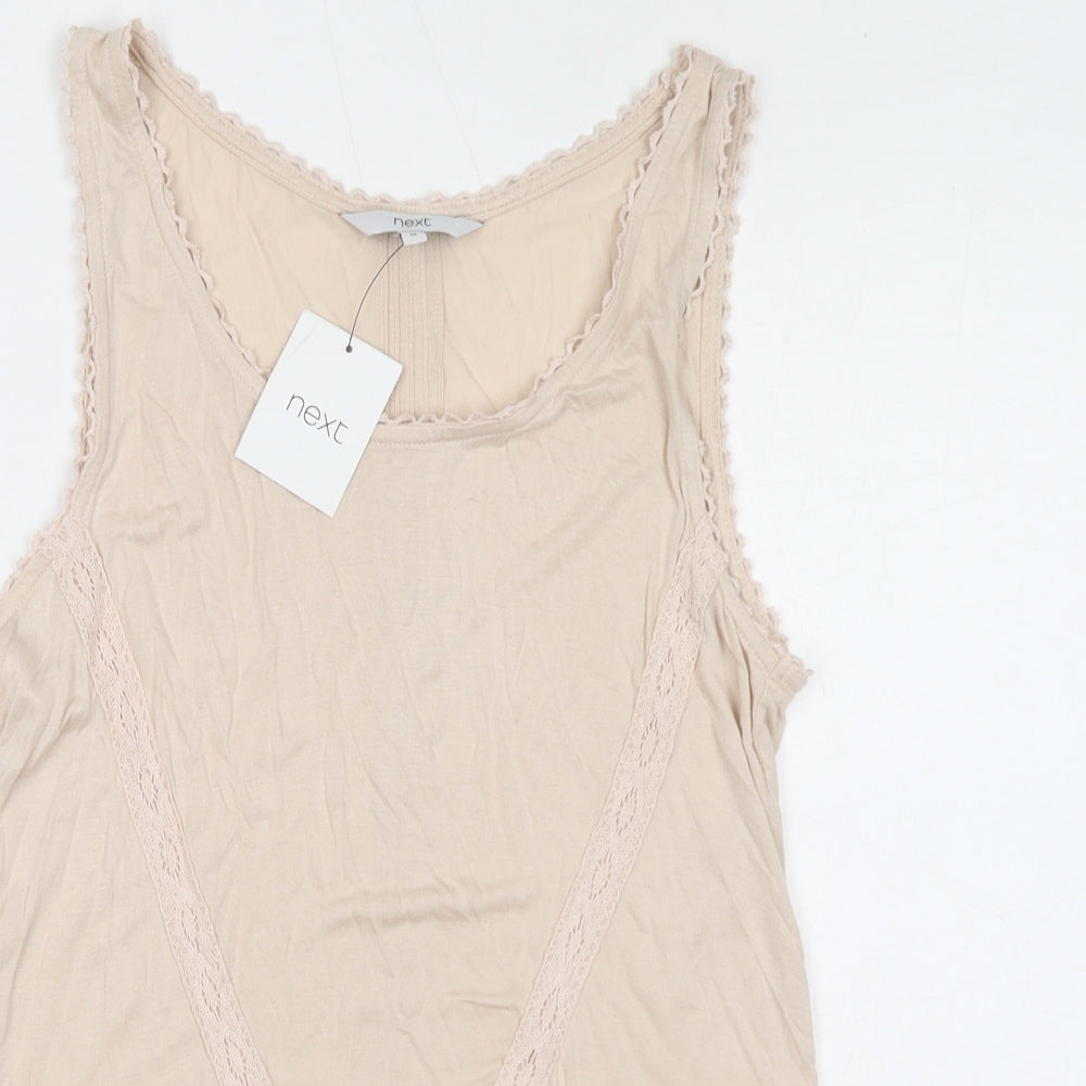 NEXT Womens Ivory Viscose Basic Tank Size 10 Round Neck