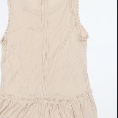 Next Womens Ivory Viscose Basic Tank Size 10 Round Neck