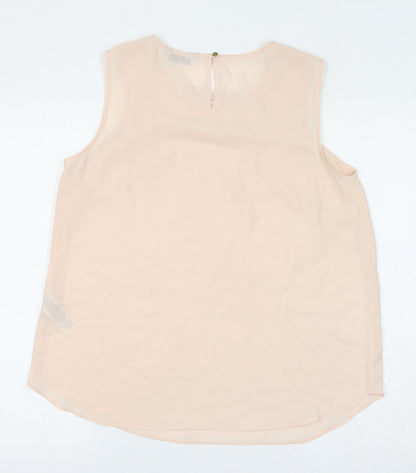 Marks & Spencer Womens Pink Polyester Basic Tank Size 14 Round Neck