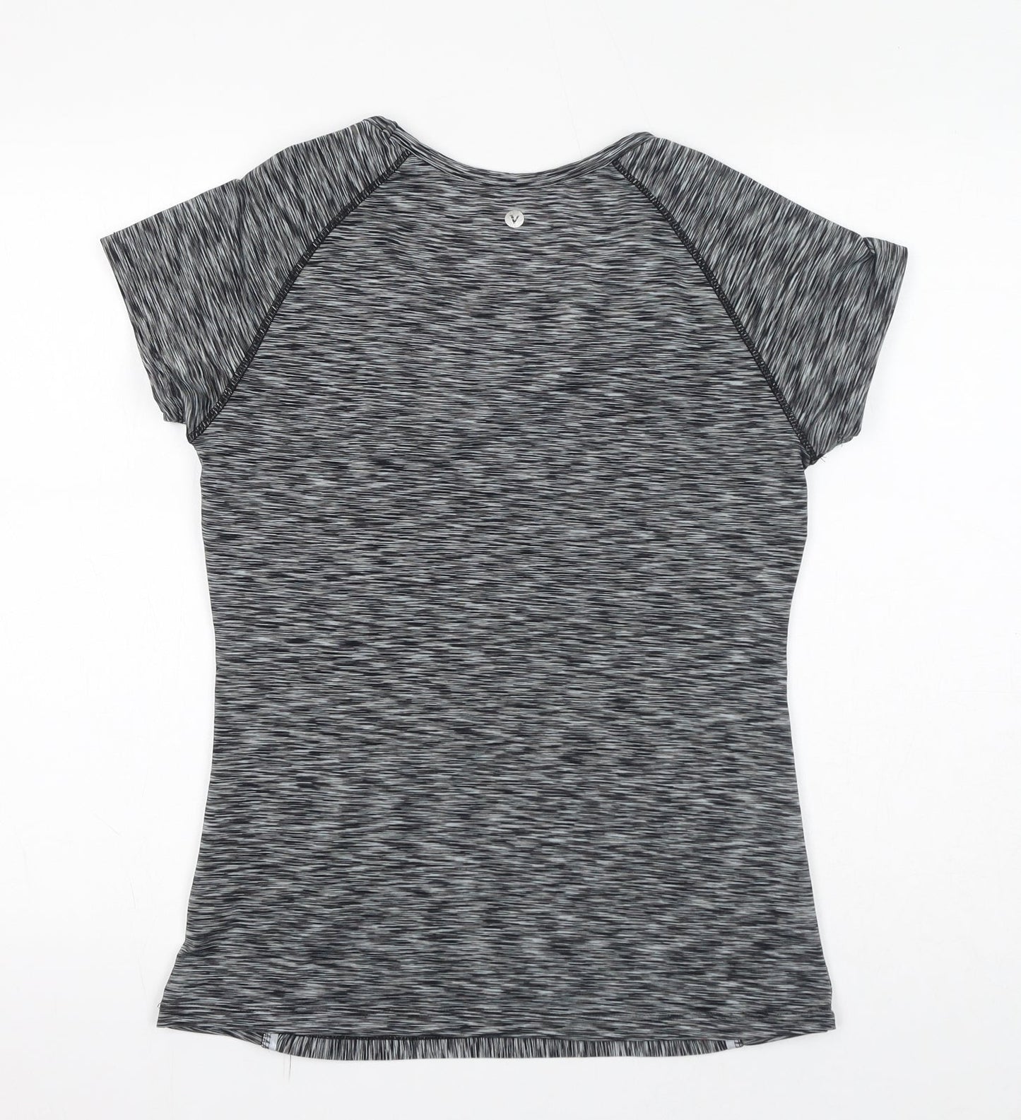 Velocity Womens Grey Geometric Polyester Basic T-Shirt Size M Round Neck Pullover