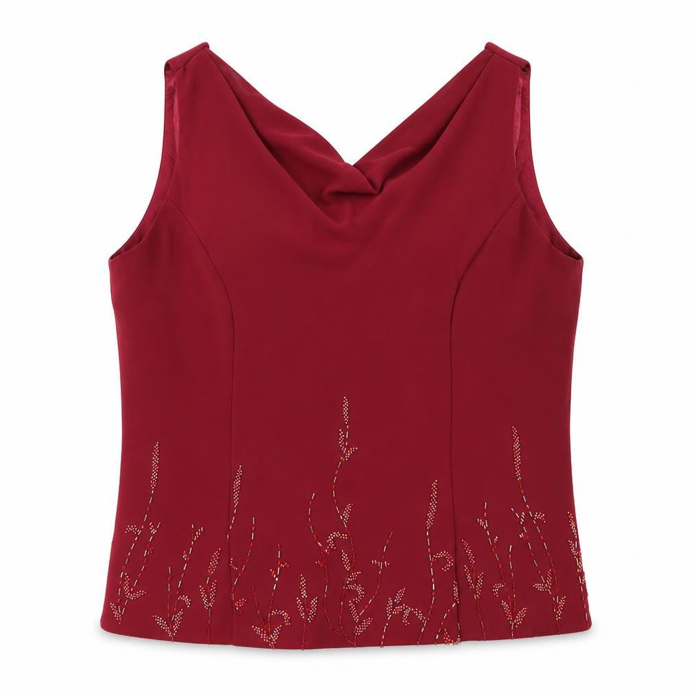 Venus Womens Red Polyester Basic Tank Size 16 Cowl Neck