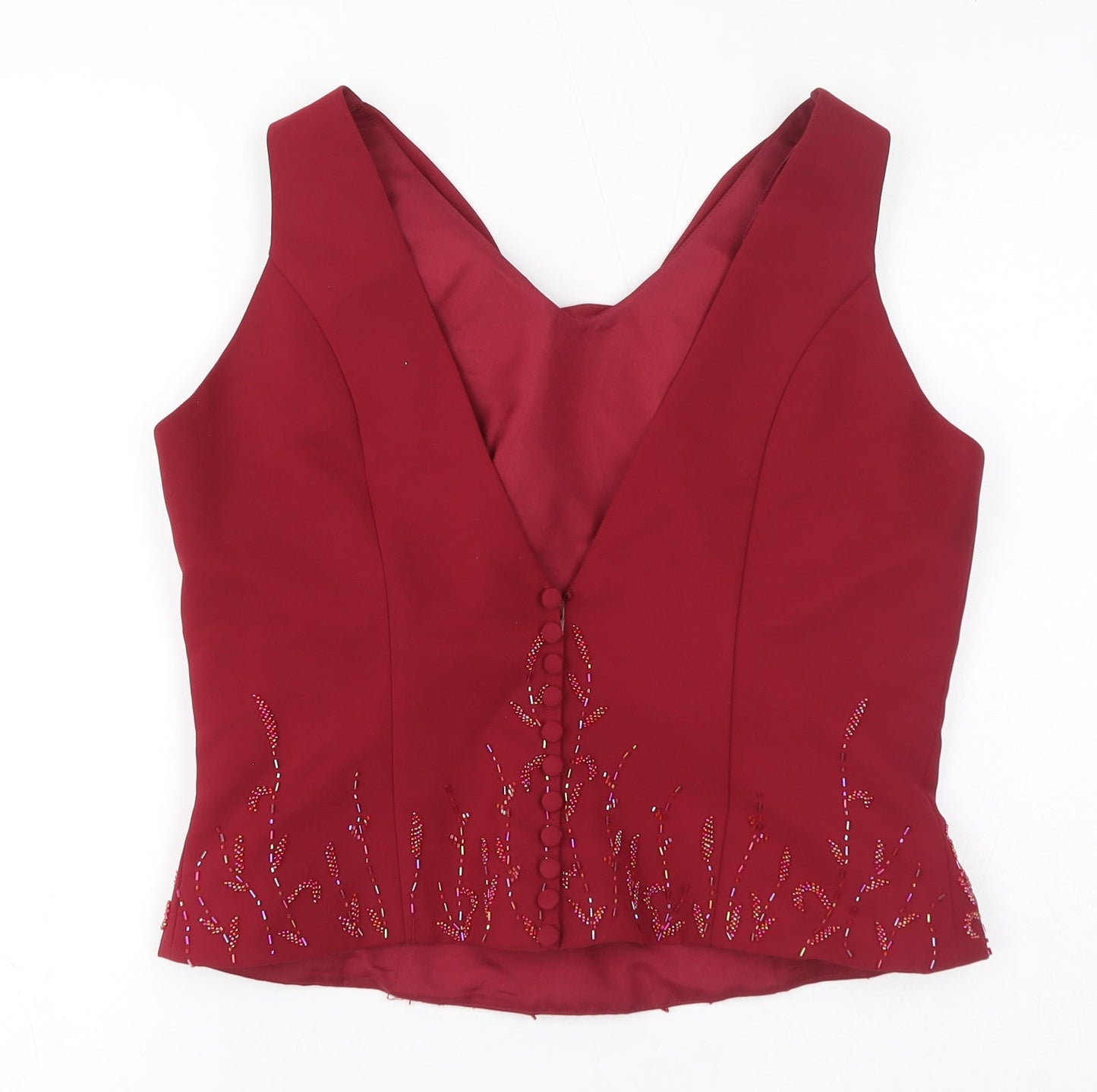 Venus Womens Red Polyester Basic Tank Size 16 Cowl Neck