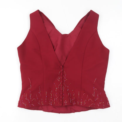 Venus Womens Red Polyester Basic Tank Size 16 Cowl Neck
