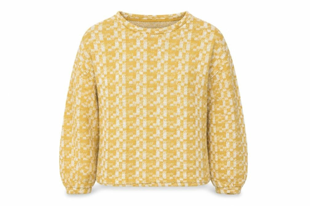 Marks & Spencer Womens Yellow Round Neck Geometric Viscose Pullover Jumper Size 10