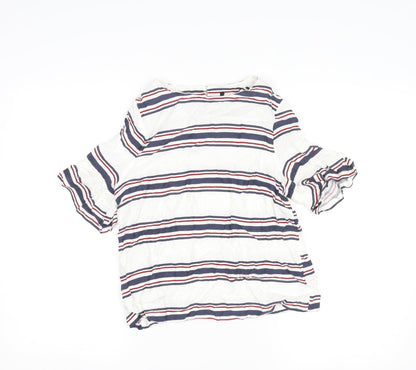 New Look Womens Multicoloured Striped Viscose Basic Blouse Size 8 Round Neck