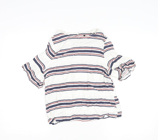 New Look Womens Multicoloured Striped Viscose Basic Blouse Size 8 Round Neck