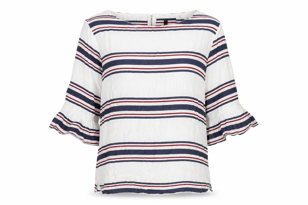 New Look Womens Multicoloured Striped Viscose Basic Blouse Size 8 Round Neck