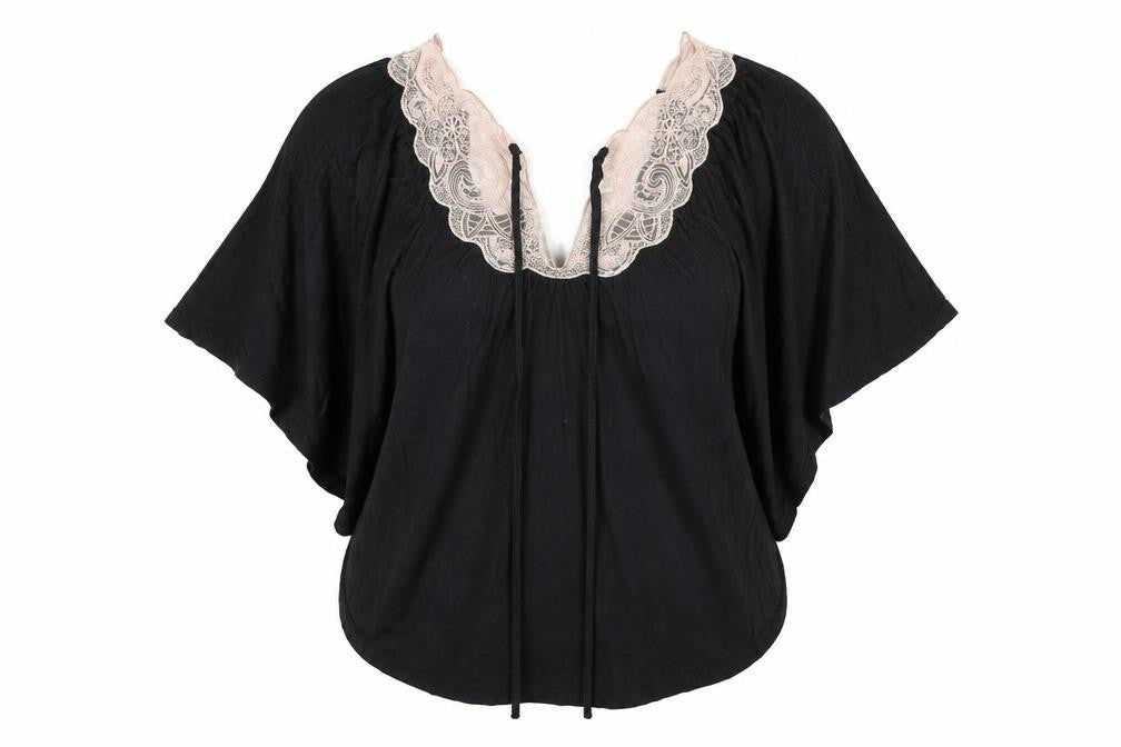 Topshop Womens Black Viscose Basic Blouse Size 14 V-Neck
