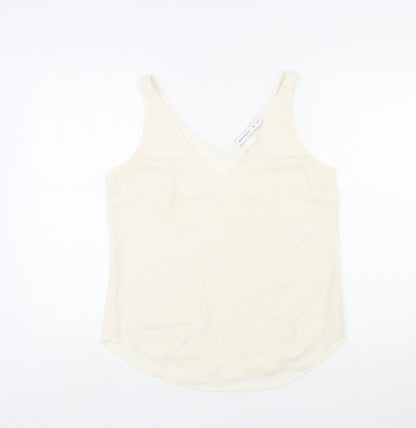 Warehouse Womens Ivory Polyester Basic Tank Size 12 V-Neck