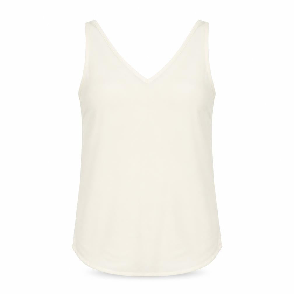 Warehouse Womens Ivory Polyester Basic Tank Size 12 V-Neck