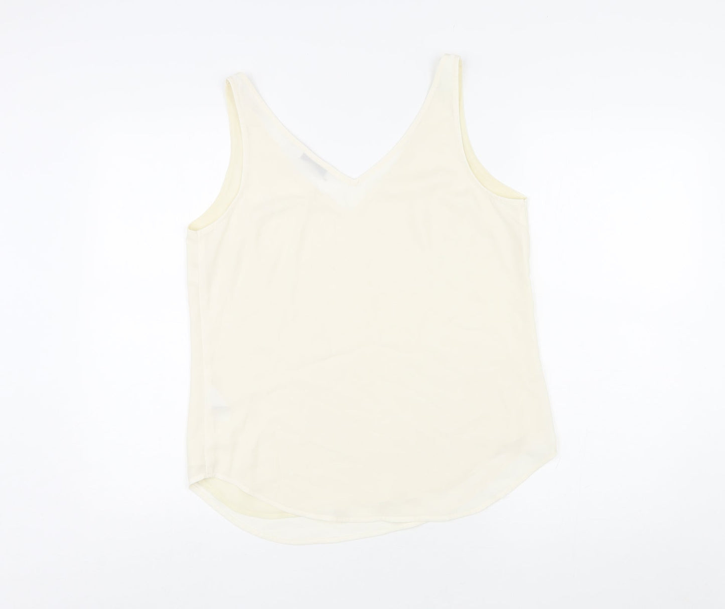 Warehouse Womens Ivory Polyester Basic Tank Size 12 V-Neck