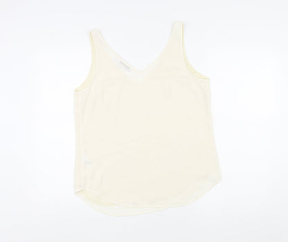 Warehouse Womens Ivory Polyester Basic Tank Size 12 V-Neck