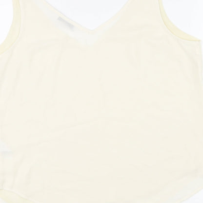 Warehouse Womens Ivory Polyester Basic Tank Size 12 V-Neck
