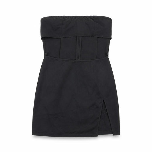 PRETTYLITTLETHING Womens Black Polyester Mini Size 10 Off the Shoulder Zip