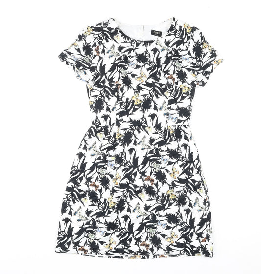 Oasis Womens Multicoloured Geometric Cotton Shift Size 8 Round Neck Zip - Butterfly Print