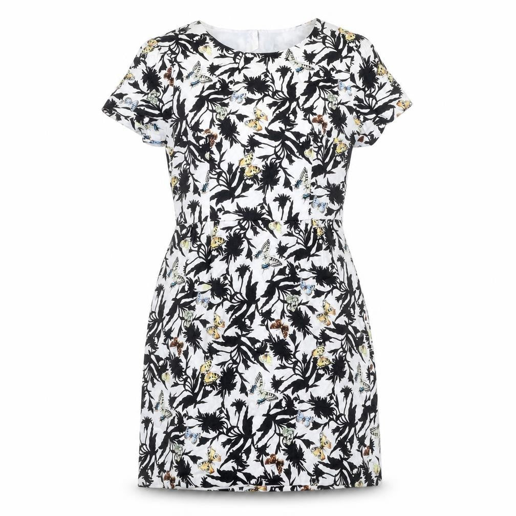 Oasis Womens Multicoloured Geometric Cotton Shift Size 8 Round Neck Zip - Butterfly Print