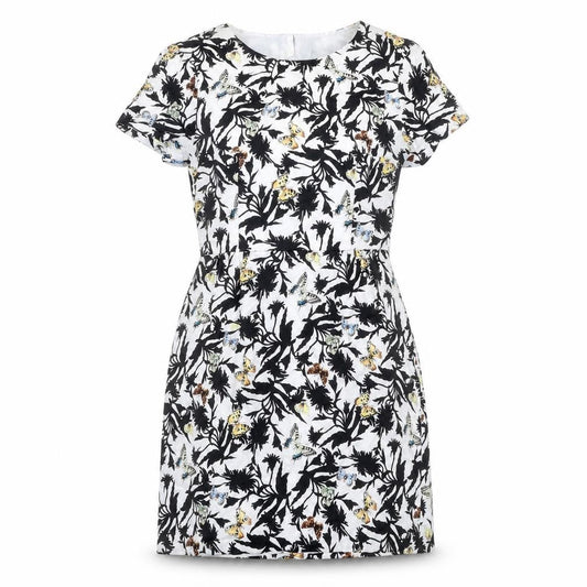 Oasis Womens Multicoloured Geometric Cotton Shift Size 8 Round Neck Zip - Butterfly Print