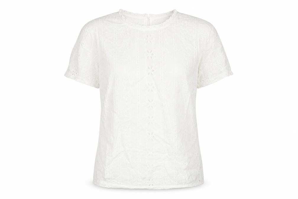 Marks & Spencer Womens Ivory Cotton Basic T-Shirt Size 10 Round Neck