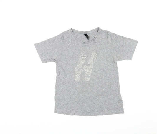 Huffer Womens Grey Cotton Basic T-Shirt Size 8 Round Neck