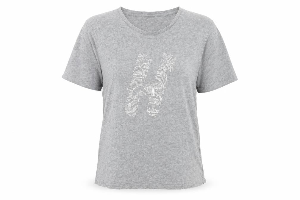 Huffer Womens Grey Cotton Basic T-Shirt Size 8 Round Neck