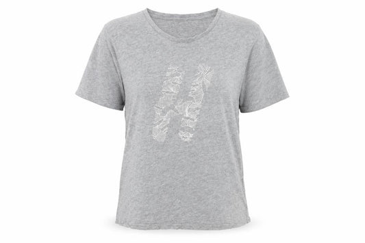 Huffer Womens Grey Cotton Basic T-Shirt Size 8 Round Neck