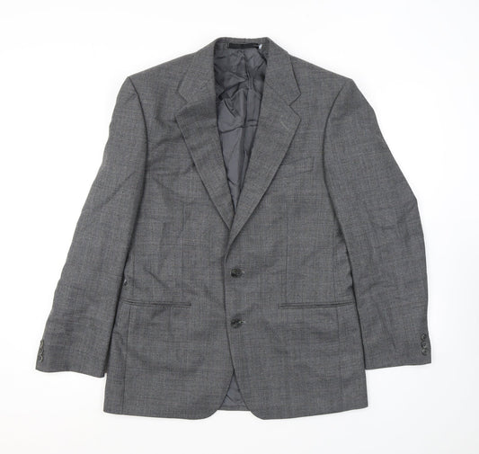 St Michael Mens Grey Check Polyester Jacket Suit Jacket Size 38 Regular