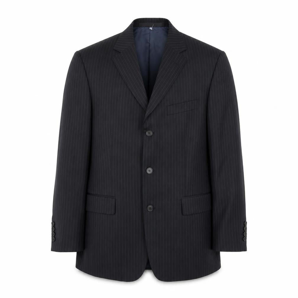 Marks & Spencer Mens Black Striped Wool Jacket Suit Jacket Size 38 Regular