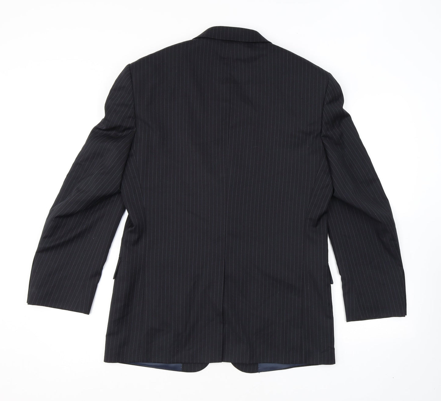 Marks and Spencer Mens Black Striped Wool Jacket Suit Jacket Size 38 Regular