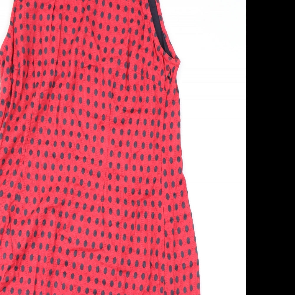 Adini Womens Pink Polka Dot Cotton A-Line Size L Round Neck Pullover