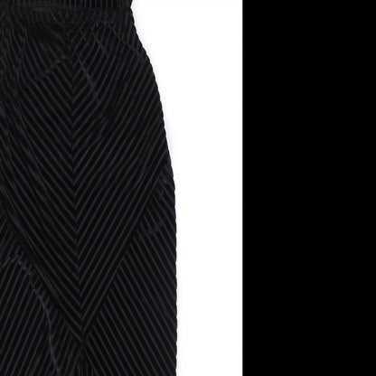 Brand and care label for Missguided women’s black polyester tank dress, size UK 4, square neck pullover - open back