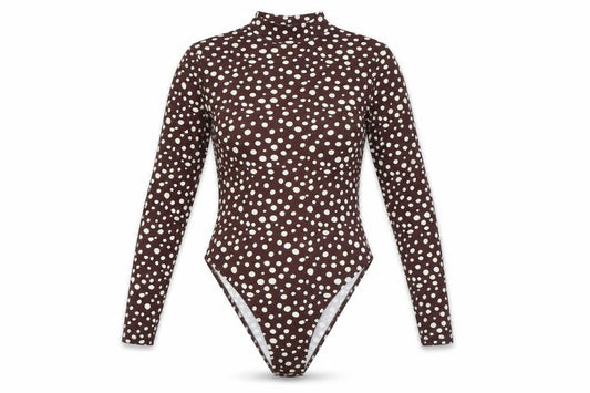 Michelle Keegan Womens Brown Geometric Polyester Bodysuit One-Piece Size 10 L12 in Snap