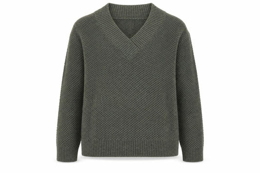 Marks & Spencer Womens Green V-Neck Acrylic Pullover Jumper Size M