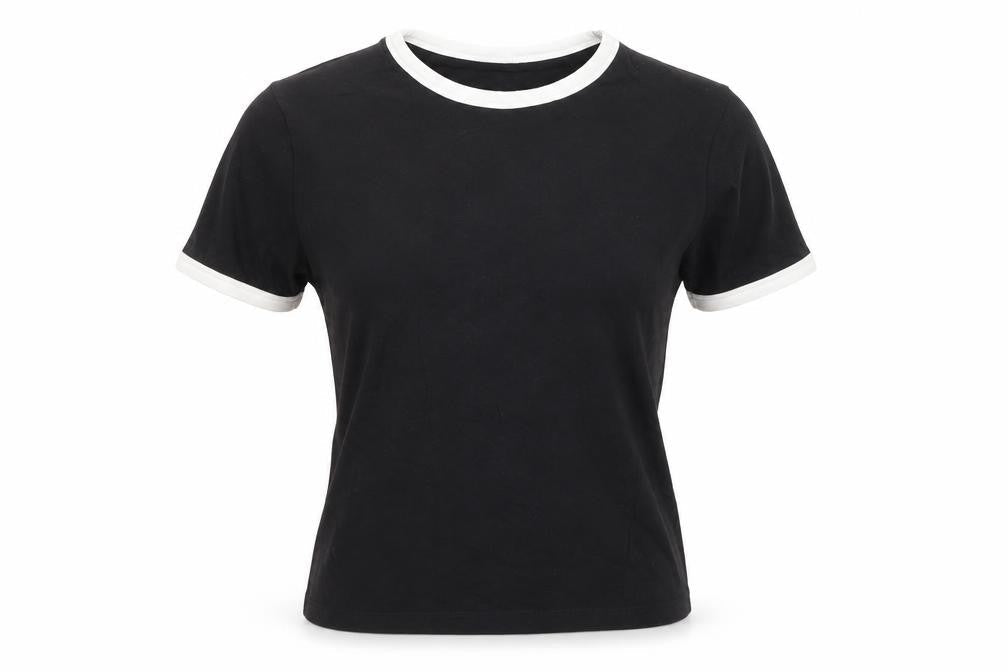 ASOS Womens Black Cotton Basic T-Shirt Size 4 Round Neck