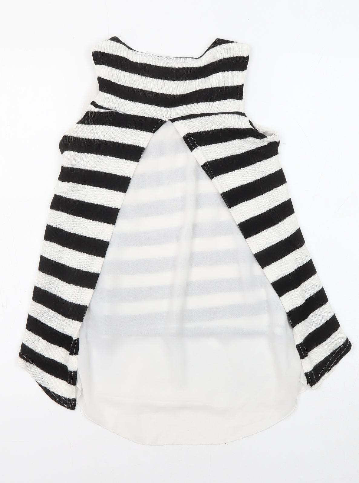 QED London Womens Black Striped Polyester Basic Tank Size 10 Round Neck