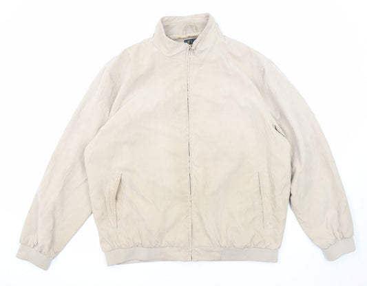 Lincoln Mens Beige Bomber Jacket Jacket Size XL Zip